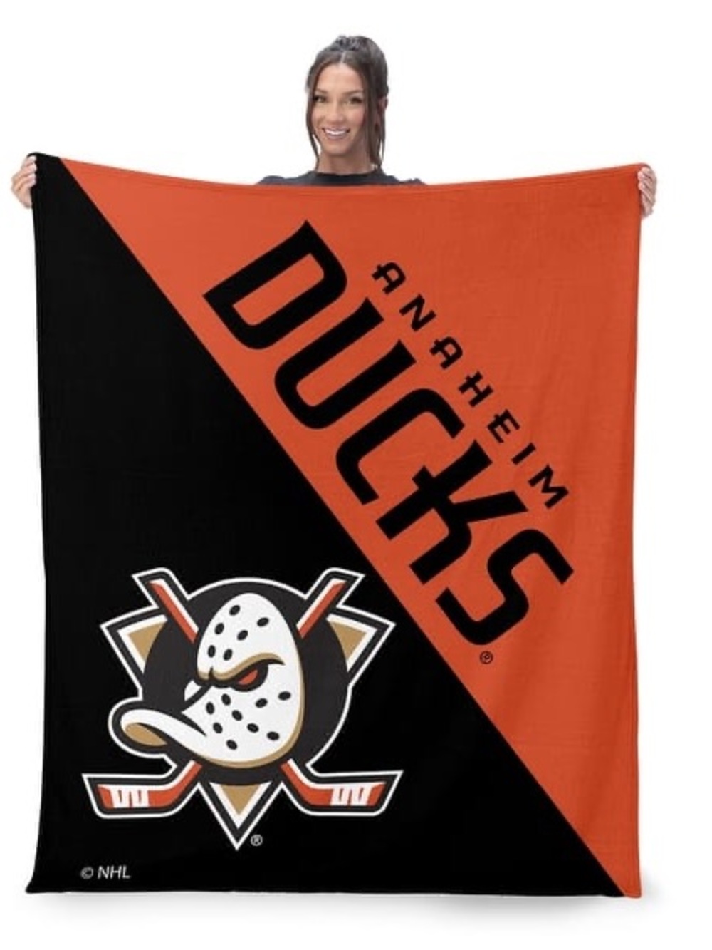 NHL Anaheim Ducks Throw Blanket - Black, Orange & Gold